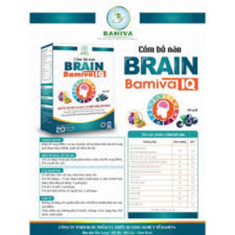 Cốm bổ não BRAIN BAMIVA IQ giúp trẻ em phát triển não bộ hộp 20 gói