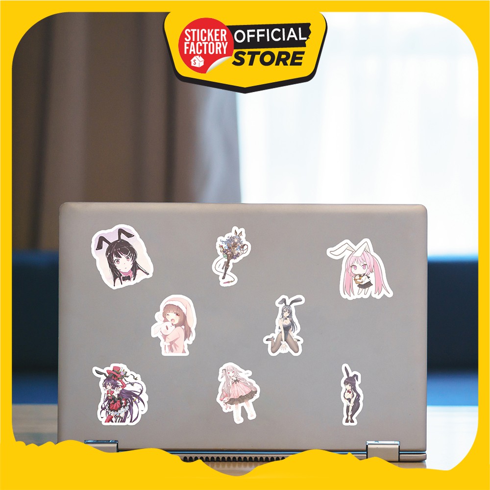 Hộp set 30 sticker decal hình dán nón bảo hiểm , laptop, xe máy, ô tô STICKER FACTORY - Bunny Girl Anime