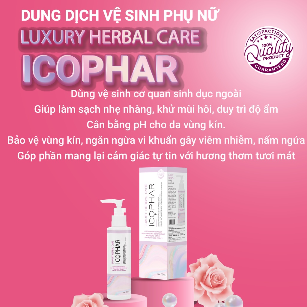 Dung dịch vệ sinh phụ nữ LUXURY HERBAL CARE ICOPHAR - Đánh bay viêm nhiễm, chống vi khuẩn, mang lại hương thơm tươi mát