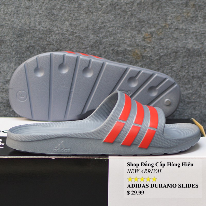 Dép Adidas Duramo chính hãng màu xám sọc đỏ