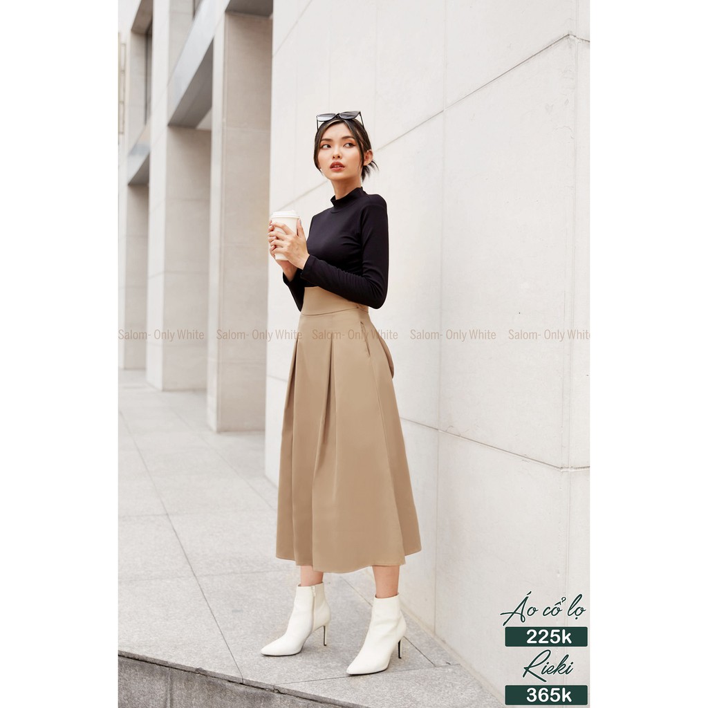 Chân váy cạp cao nơ lưng Rieki