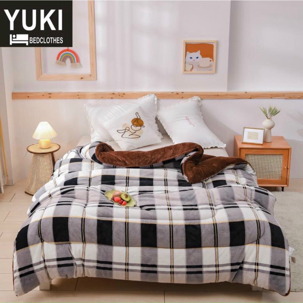 Chăn Nỉ Lông Cừu YUKI Siêu Ấm [Chính Hãng] Mền YUKI Dày Mịn, Kèm Túi Xách, Kích Thước 2mx2m3, Nặng 4kg - Hàng Xuất Nhật