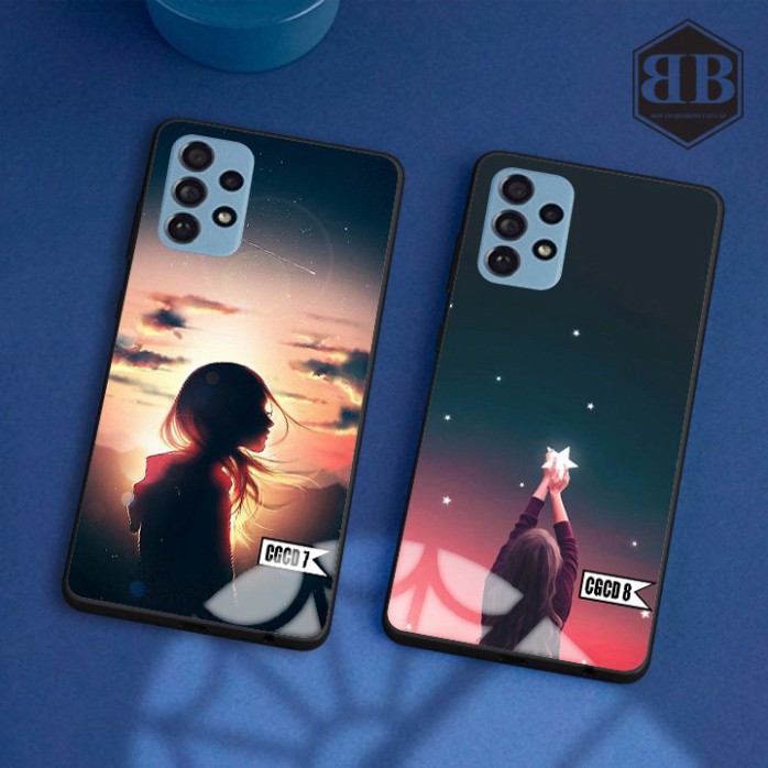 Ốp lưng kính cường lực Samsung Galaxy A52 / A72 hình cô gái cô đơn