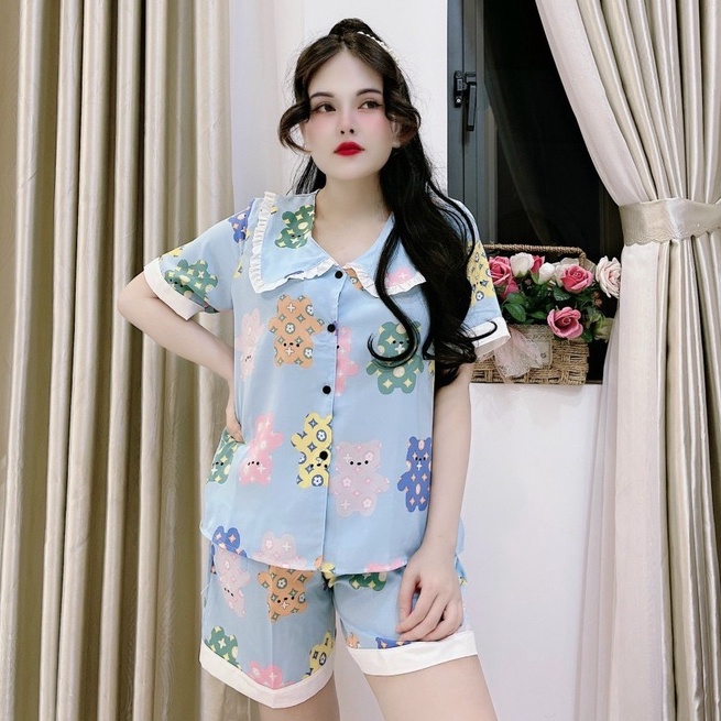 Đồ Bộ Đùi tay ngắn quần đùi bèo viền siêu xinh phom chuẩn size M L, màu trắng đen xanh siêu hot