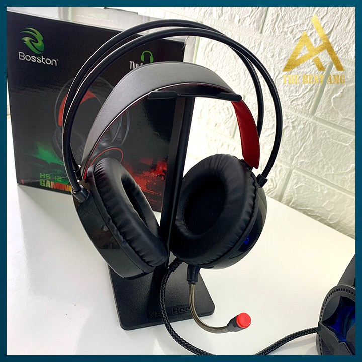 Tai Nghe Gaming Có Dây Headphone Chụp Tai BOSSTON HS-12 Đèn LED RGB - Tai Nghe Nhạc Máy Vi Tính Laptop Game Thủ Có Micro