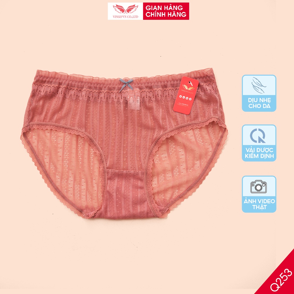 Quần Lót Nữ VINGO Ren Lưới Mềm Mại Đáy Lót Cotton Kháng Khuẩn Thoáng Khí Phối Nơ Nhỏ Tinh Tế Quyến Rũ Q253 VNGO