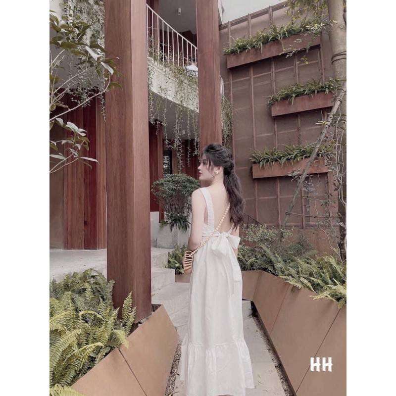 Đầm maxi hai dây nơ lưng đuôi cá tiểu thư siêu xinh, Váy kiểu nữ 2 dây dáng dài đi biển hàng đẹp | BigBuy360 - bigbuy360.vn
