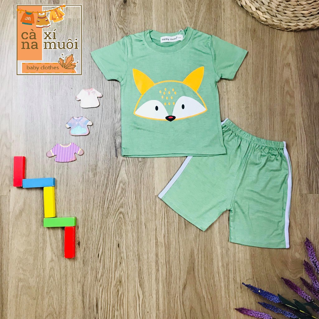 THUN LẠNH Bộ #Minky-mom ngắn tay in động vật đáng yêu cho bé. Vải siêu mát, cực đẹp