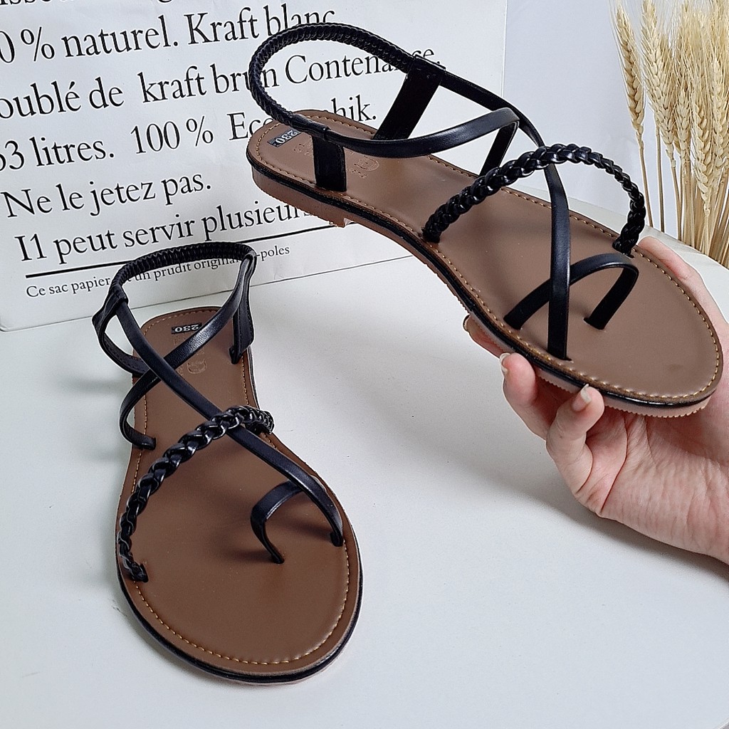 Sandal thời trang phối dây thiết kế trẻ trung, xỏ ngón  mang đi học, đi chơi êm chân (hình thật)