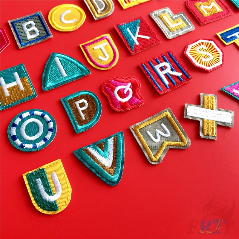 ☸ Geometrical Shape Letters Iron-on Patch ☸ 1Pc Diy Sew on Iron on Badges Patches