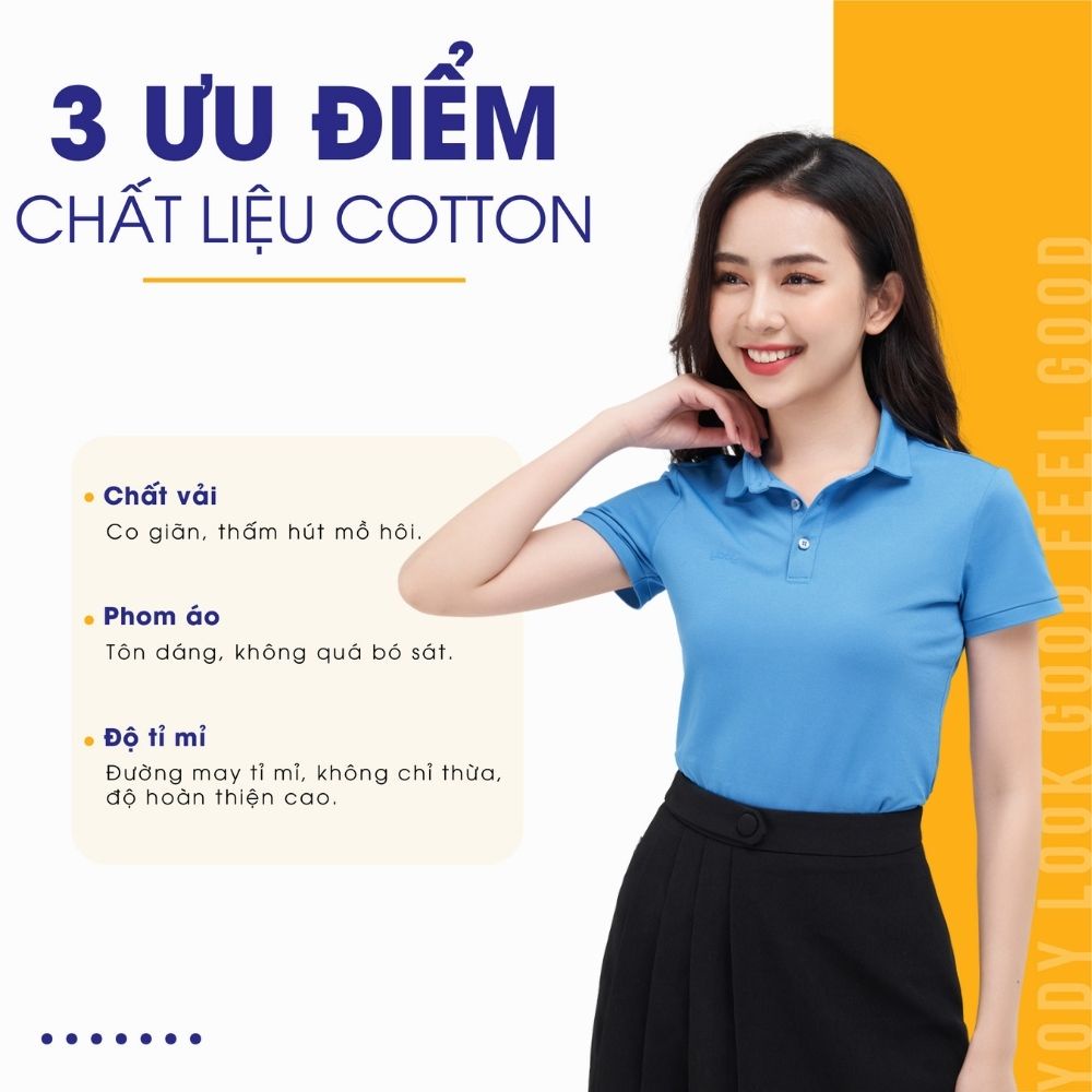 Áo Polo Yody Nữ vải cotton  thoáng mát mềm mịn APN5388