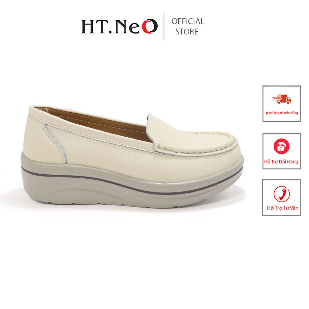 Giày da nữ - Giày đế bằng HT.NEO da bò thật ,thiết kế trẻ trung ,năng động ,đế cao 5cm giúp tôn dáng tăng chiều cao GM20