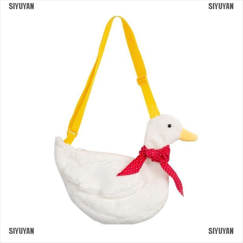Túi đeo chéo hình vịt lông xù phối khăn choàng phong cách lolita xinh xắn cho nữ