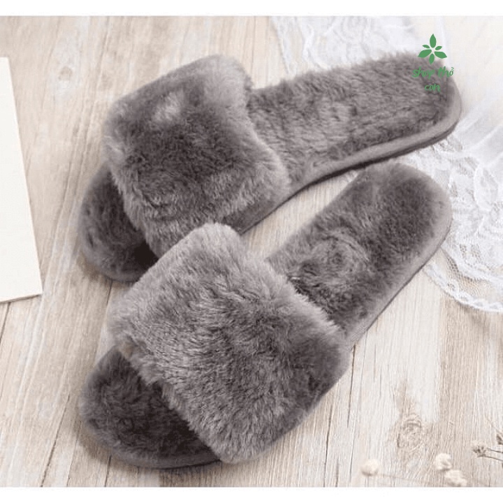 Dép bông đi trong nhà mùa đông, dép lông nữ đi trong nhà, ấm áp sang chảnh đế mềm chống trơn trượt