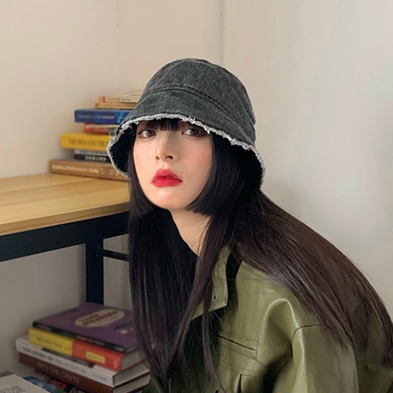 Mũ Denim Chống Nắng Che Mặt Dễ Phối Đồ Phong Cách Hàn Quốc
