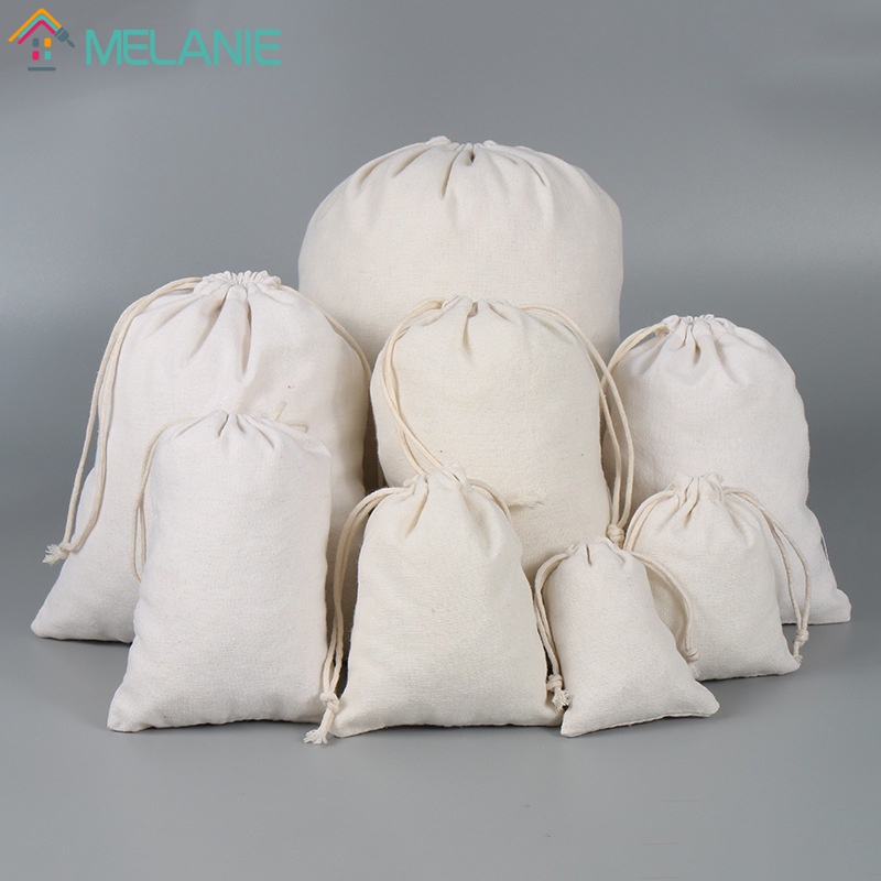 Túi Dây Rút Vải Lanh Trơn Màu Đựng Đồ Đa Ứng Dụng Có Thể Tái Sử Dụng