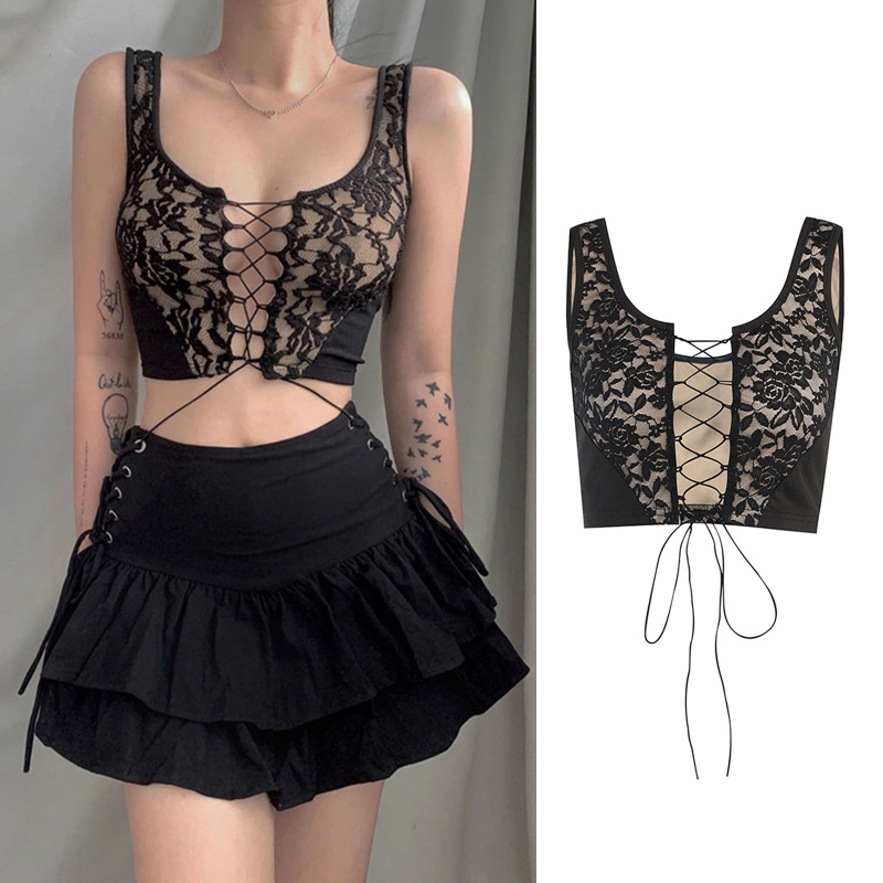 Áo Croptop Hai Dây Cổ Chữ U Gợi Cảm Cho Nữ