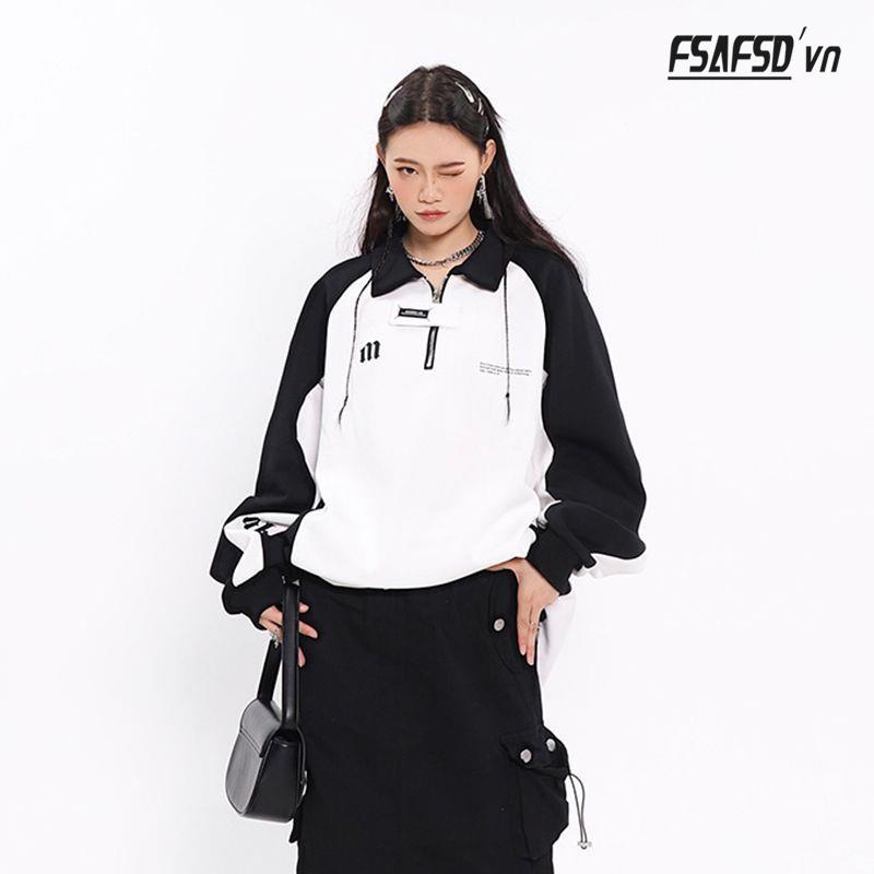 Áo Khoác Khóa Kéo Dáng Rộng 22 Màu Trắng Đen Thời Trang Cho Nữ
