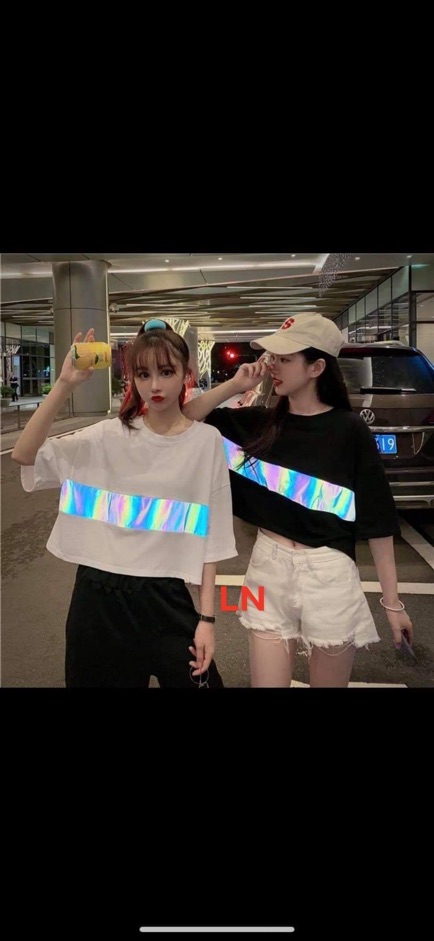 LN12 Áo croptop phản quang gạch ngang