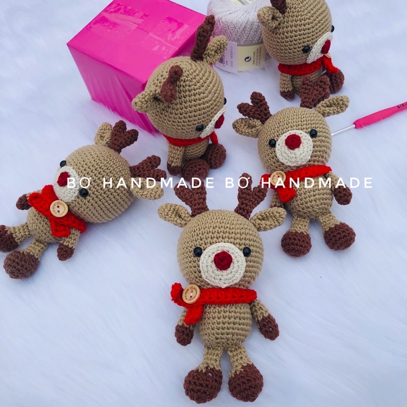 ❄️☃️ THÚ BÔNG TUẦN LỘC ĐEO KHĂN ❄️ Hand made móc thủ công 100% siêu xinh, trang trí…!