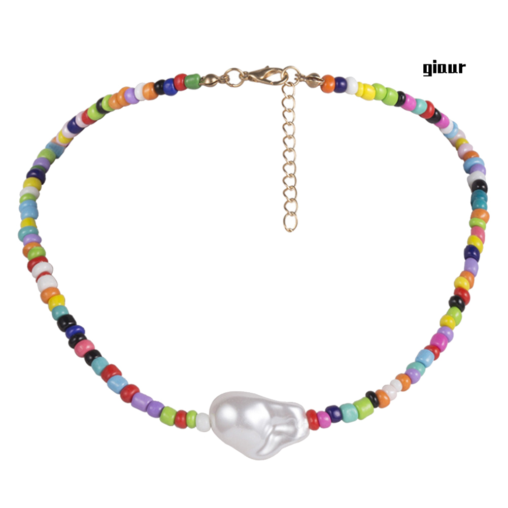 vòng cổ Choker Đính Hạt Ngọc Trai Giả Nhiều Màu Sắc Phong Cách Bohemian Thời Trang Mùa Hè Cho Nữ