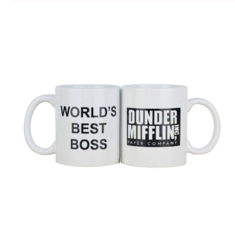 Cốc Cà Phê Bằng Gốm Sứ In Chữ Dunder Mifflin The office-World 'S Best Boss 11 oz Vui Nhộn 1P7U