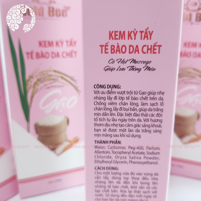 [Real Natural] KEM TẨY KỲ TẾ BÀO DA CHẾT TINH CHẤT GẠO (dành cho da mặt) Gold Bee - Ondona Beauty