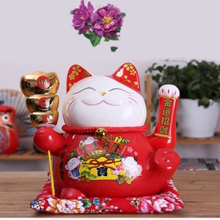 Mèo Thần Tài Sứ , Mèo May Mắn Maneki Neko cao 23cm . Vẩy Tay Gọi Khách Tấn Tài Tấn Lộc.