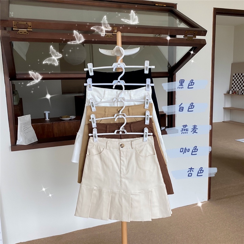 Chân Váy Midi Chữ A Lưng Cao Xếp Li Phong Cách Hàn Quốc