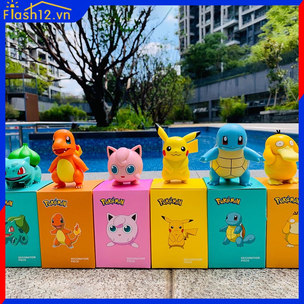 Pokémon Pikachu Psyduck Wonder Ếch Hạt Giống Jenny Rùa Nhỏ Fire Dragon Chất Béo Ding Con Số Phim Hoạt Hình Trang Trí