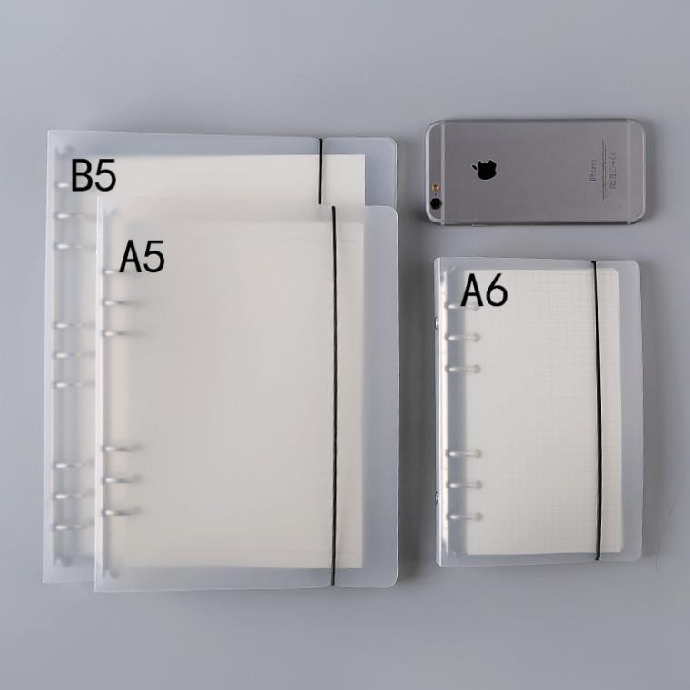 Sổ còng binder KOLANO bìa sổ còng size A5 A6 trắng đục 6 lỗ phụ kiện chia giấy, túi đựng tiện dụng SN-001340