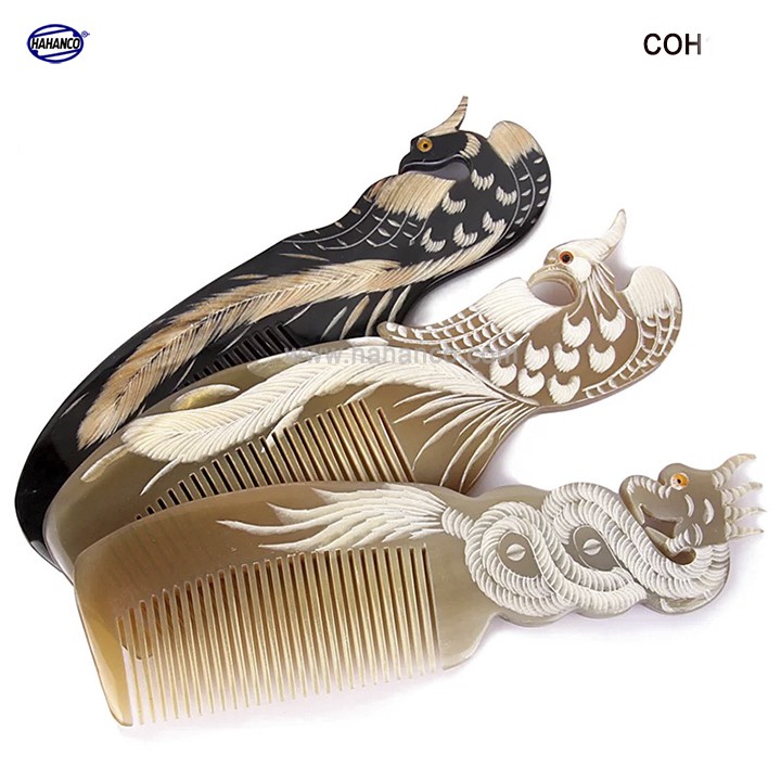 Lược sừng đen hình Rồng - COH122B (Size: L - 18cm)  Quà tặng ý nghĩa rất đẹp - Horn Comb of HAHANCO - Chăm sóc tóc