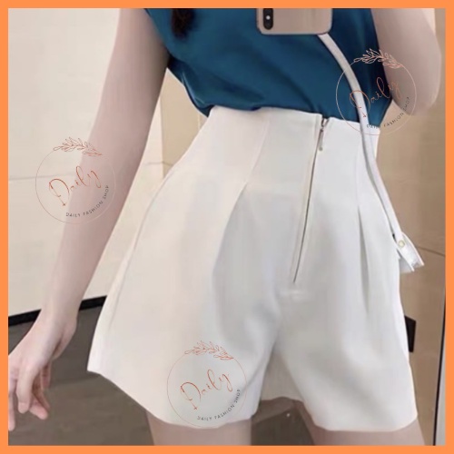 Quần Short Nữ Lưng Cao Khóa Dọc Trước Chất Vitex Tuyết Mưa Dày Dặn Cạp Liền Sang Chảnh Hanva