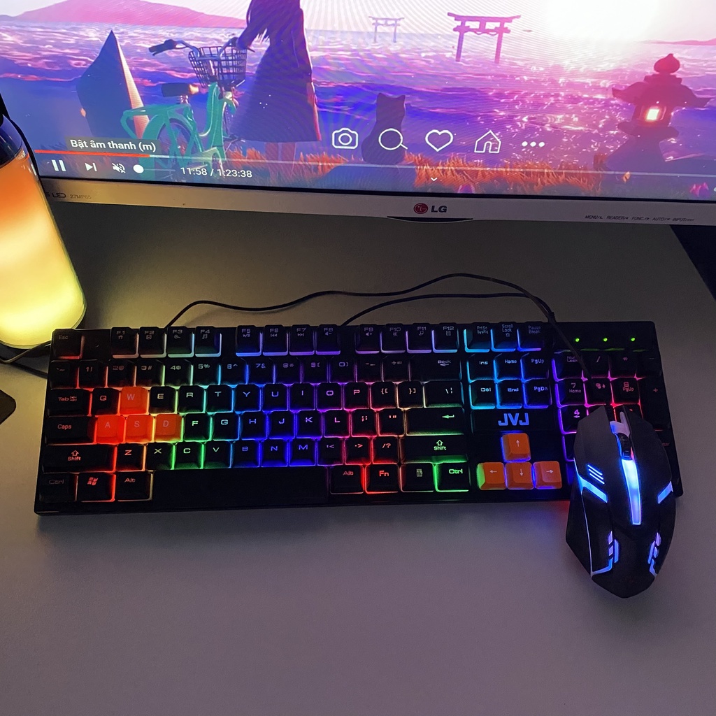 Bộ Bàn Phím Kèm Chuột Gaming G200 Plus JVJ Có Dây, LED Nhiều Màu Phong Cách Hiện Đại, Ấn Tượng - BH 6 Tháng