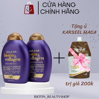 Combo Gội Xả Chăm Sóc Tóc BIOTIN TÍM OGX 385ml (tặng ủ Karseel)