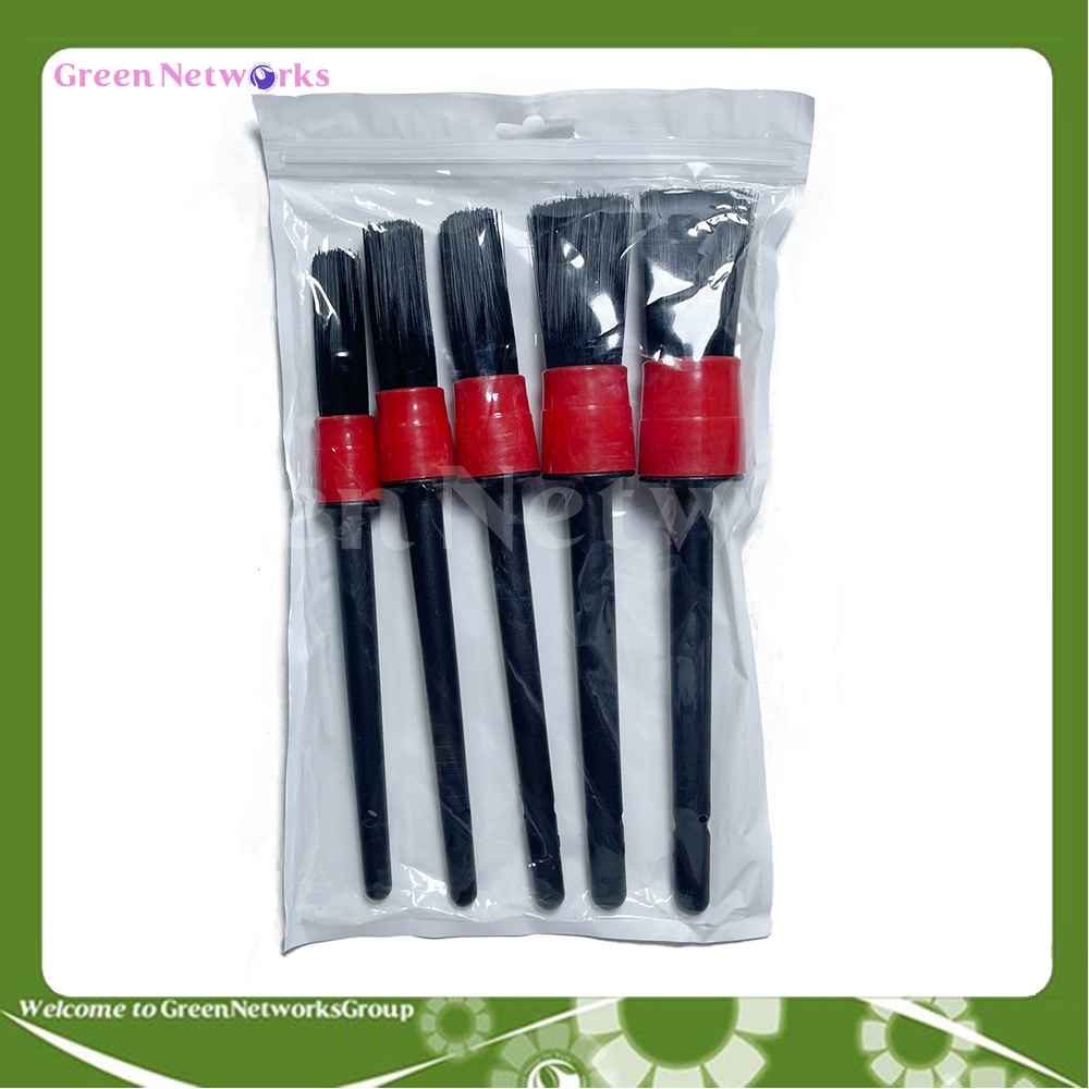 Bộ 5 chổi cọ vệ sinh xe máy, ô tô tròn từ lông heo cao cấp, cọ rửa khoang máy, nội thất  (5 cái/ 1 bộ) - GreenNetWorks