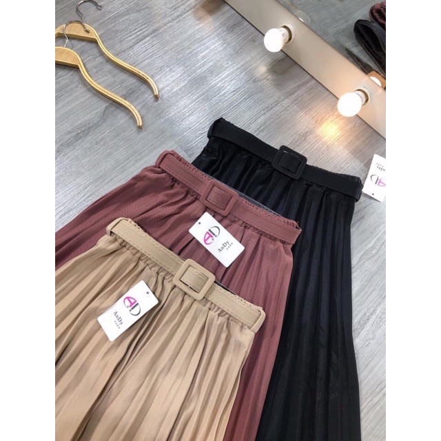 HOT TREND Chân Váy Dáng Dài Xếp Ly Có Đai Phong Cách Thanh Lịch Dành Cho Nữ