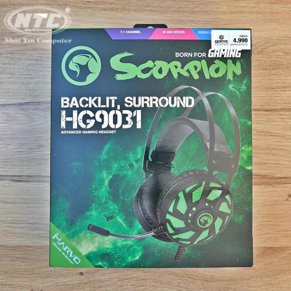 Tai nghe 7.1 giả lập Marvo HG9031 led xanh cực đẹp - âm thanh cực to (Đen)