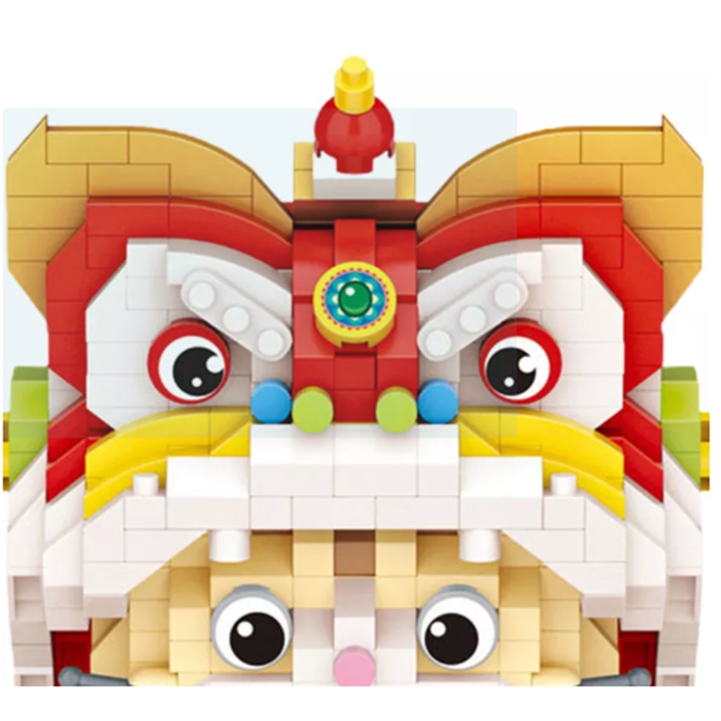Bộ Đồ chơi xếp hình Lego chú mèo hổ múa lân Kute dễ thương