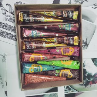 1 Hộp mực xăm vẽ henna màu sắc tùy chọn (tặng kèm khuôn vẽ henna)