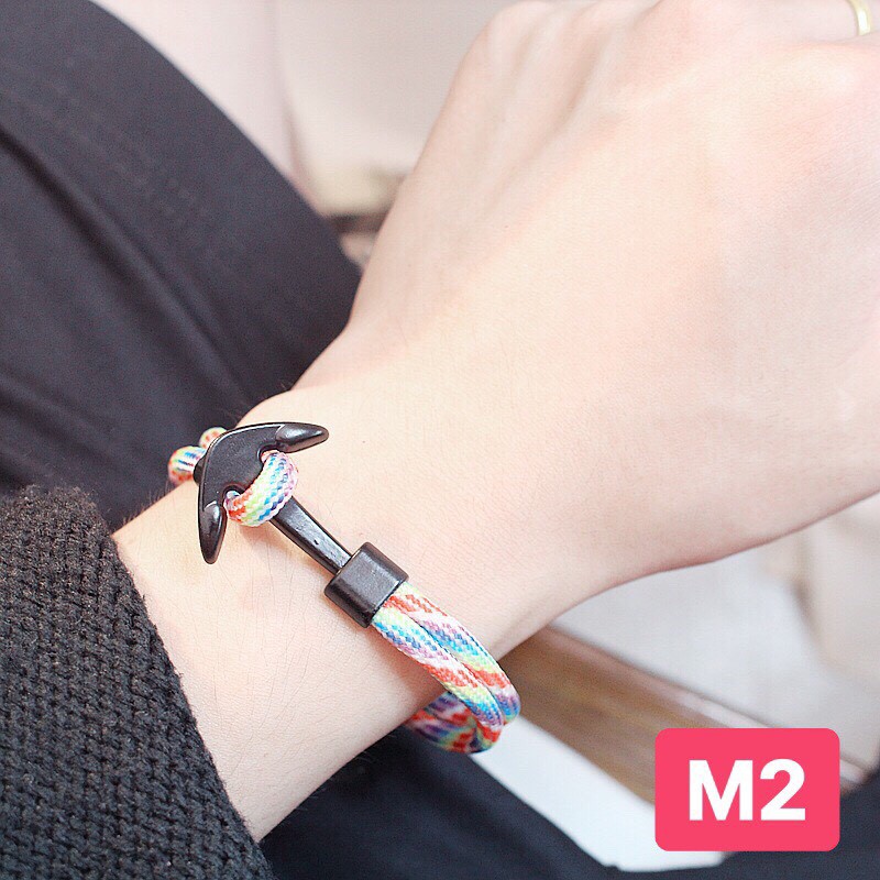 Vòng tay mỏ neo dây vải nhiều màu phong cách Ulzzang QA993