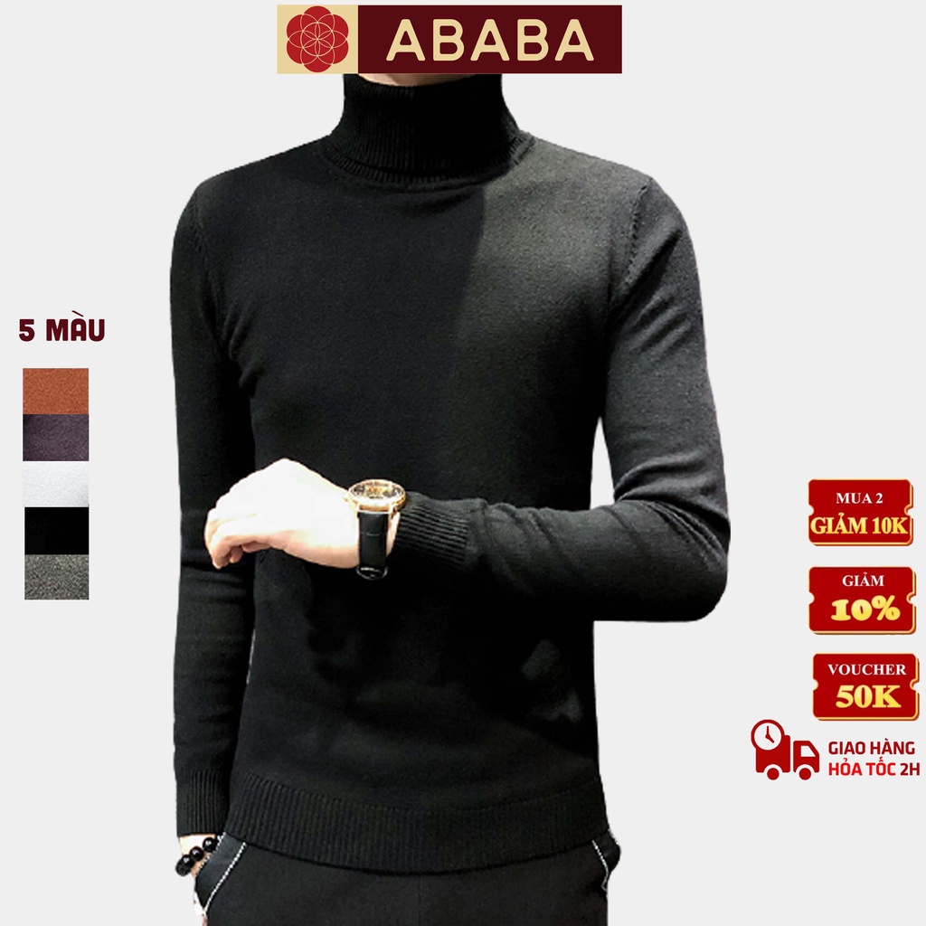 Áo len cổ lọ nam lông cừu ABABA, mẫu mới 2022, mềm mịn ấm - ABA-K066