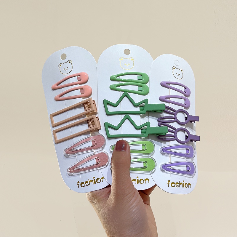 Set 6 Kẹp Tóc Mái Bên Mặt Nhám Đơn Giản Phong Cách Hàn Quốc Hoang Dã Dễ Thương