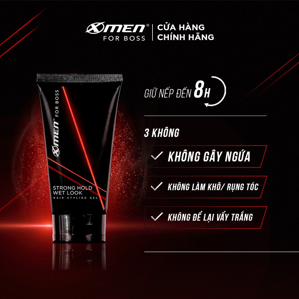 Keo vuốt tóc X-Men For Boss Gel STRONG HOLD WET LOOK 150G