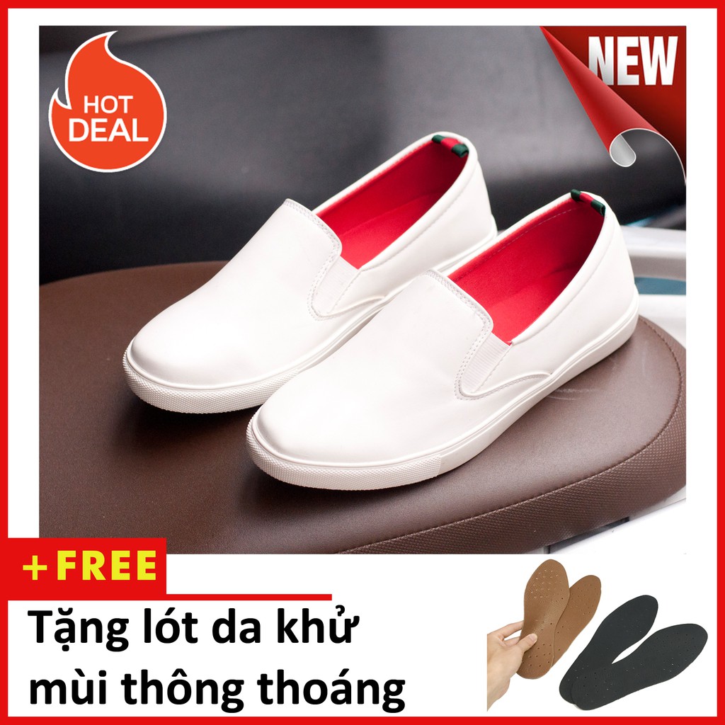 Giày Slip On Nam Aroti Đế Khâu Chắc Chắn Phong Cách Đơn Giản Màu Trắng - M498-TRANG (L)