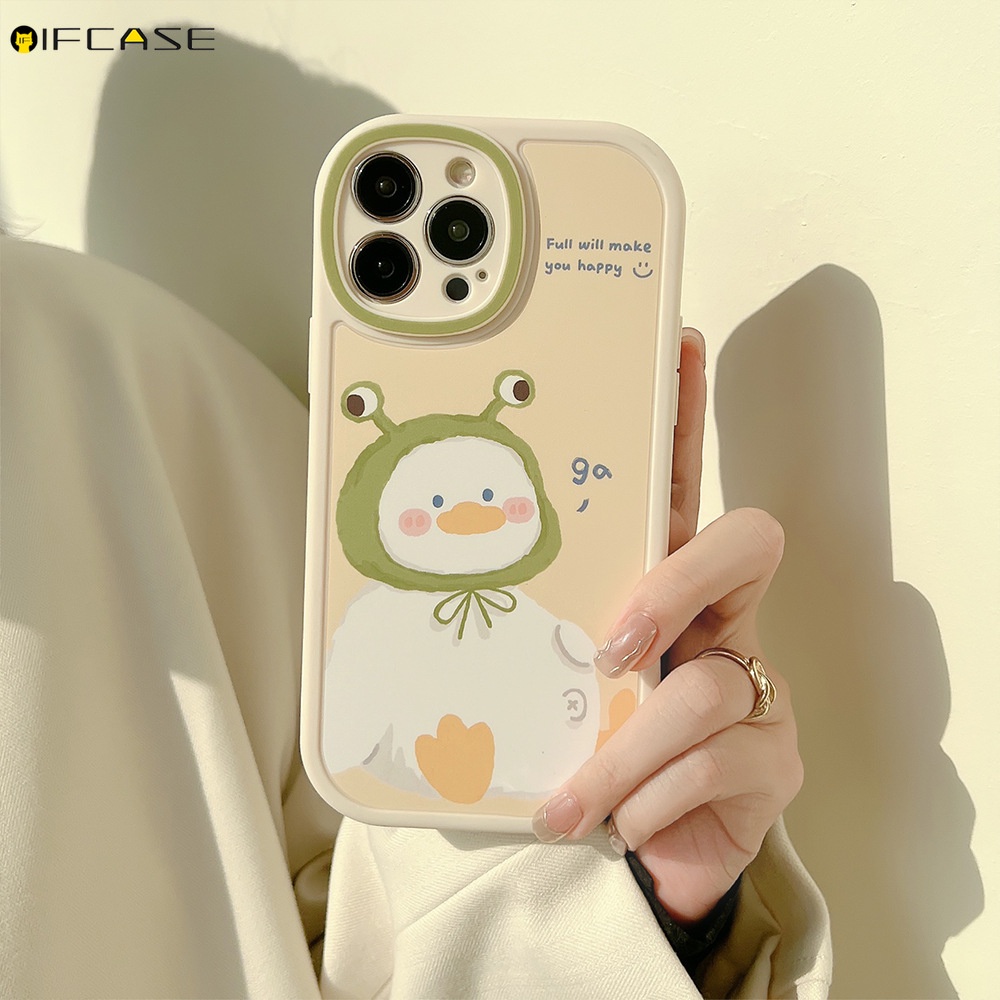 Ốp Điện Thoại Mềm Chống Sốc Hình Chú Vịt / Ếch / Mũ Đội Đầu Cho iPhone 13 12 Mini 11 Pro Max XS Max XR X 7 8 Plus