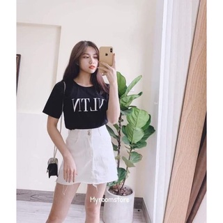 Chân váy chữ A lưng cao