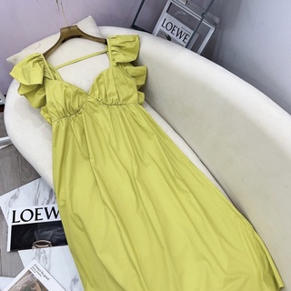 Váy maxi xanh cốm nơ lưng bản to