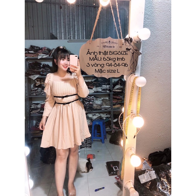 ĐẦM XẾP LI TAY PHỒNG BIGSIZE 55-90kg (có size, ẢNH THẬT)