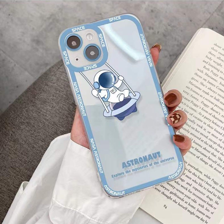 Ốp Điện Thoại TPU Mềm Hình Phi Hành Gia Dễ Thương Cho IPhone 13 12 Mini 11 Pro X XR XS Max SE 2020 6 6S 7 8 Plus